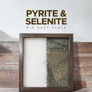 Pyrite & Selenite Dust Plate (Complimentary wooden frame)