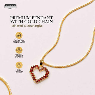 Red Heart Pixel Pendant with Chain