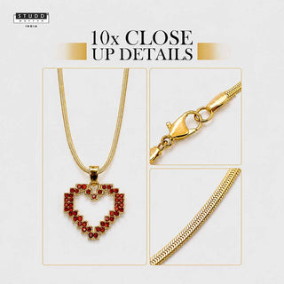 Red Heart Pixel Pendant with Chain