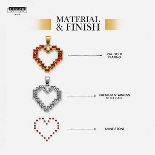Red Heart Pixel Pendant with Chain