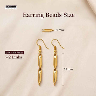 Classic Rice Dual Earring - 24k Gold Plated