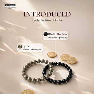 Richie Rich Combo (Pyrite bracelet + Black Obsidian Bracelet)