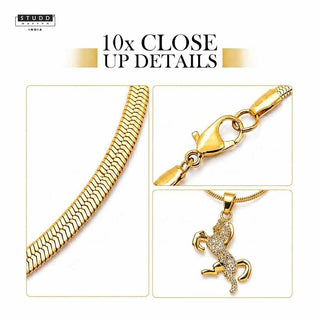 Ride Your Destiny Horse Pendant - 24k Gold Tone Plated [ Gold Chain ]