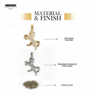 Ride Your Destiny Horse Pendant - 24k Gold Tone Plated [ Gold Chain ]