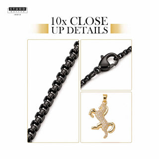 Ride Your Destiny Horse Pendant - 24k Gold Tone Plated [Black Chain]