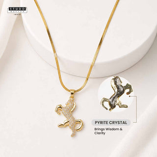 Ride Your Destiny Horse Pendant - 24k Gold Tone Plated [ Gold Chain ]