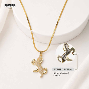 Ride Your Destiny Horse Pendant - 24k Gold Tone Plated [ Gold Chain ]