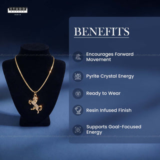 Ride Your Destiny Horse Pendant - 24k Gold Tone Plated [ Gold Chain ]