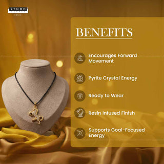 Ride Your Destiny Horse Pendant - 24k Gold Tone Plated [Black Chain]