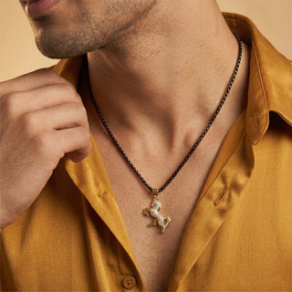 Ride Your Destiny Horse Pendant - 24k Gold Tone Plated [Black Chain]