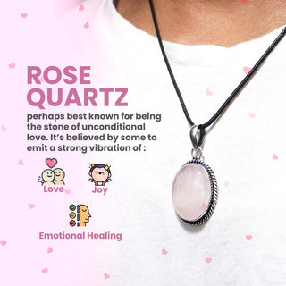 Rose Quartz Crystal Oval Pendant (Without Chain)