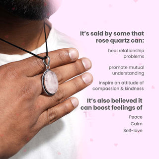 Rose Quartz Crystal Oval Pendant (Without Chain)