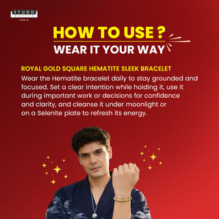 Royal Gold Square Hematite Sleek Bracelet