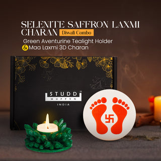 Selenite Saffron Laxmi Charan Diwali Combo