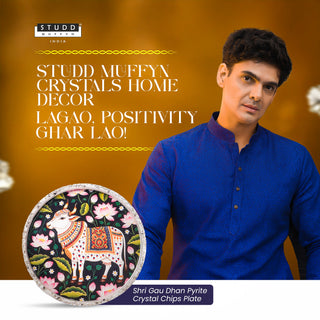 Shri Gau Dhan Pyrite Crystal Chips Plate [Round Shape]