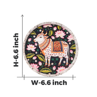 Shri Gau Dhan Pyrite Crystal Chips Plate [Round Shape]