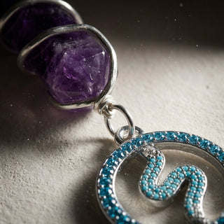 Amethyst Crytsal Pencil + Snake Charm Keychain