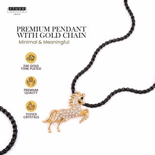 Spirit of Stallion Pyrite Pendant – 24K Gold Tone Plated [With Chain]