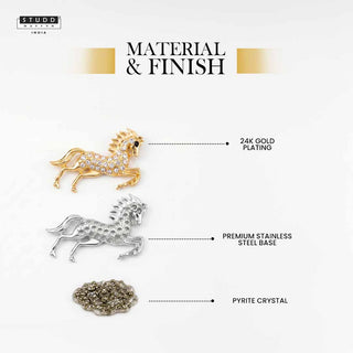 Spirit of Stallion Pyrite Pendant – 24K Gold Tone Plated [With Chain]