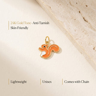 Squirrel Pendant -  24K Gold Tone