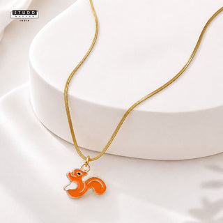 Squirrel Pendant - 24k Gold Tone Plated [ With Chain ]