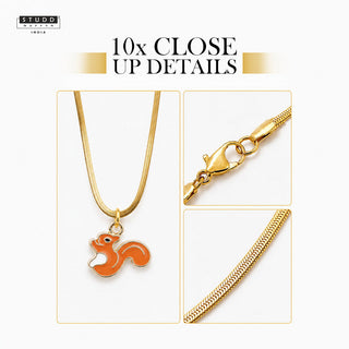 Squirrel Pendant - 24k Gold Tone Plated [ With Chain ]