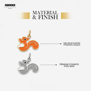 Squirrel Pendant - 24k Gold Tone Plated [ With Chain ]