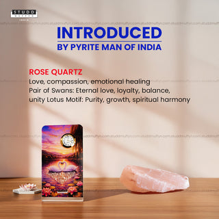 Pair of Swans Rose Quartz Crystal Table Clock