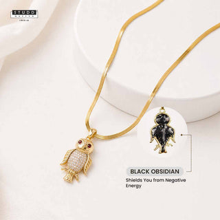 The Protection OWL pendant - 24k Gold Tone Plated [ With Chain ]