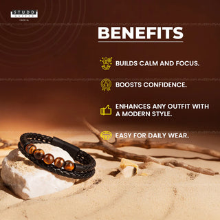 Tiger Eye Vegan Leather Bracelet Pack of 2