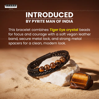 Tiger Eye Vegan Leather Bracelet