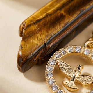 Tiger Eye Bar + Eagle Charm Keychain