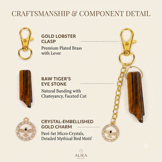 Tiger Eye Bar + Eagle Charm Keychain