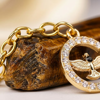 Tiger Eye Bar + Eagle Charm Keychain