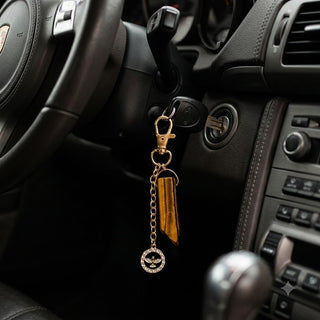 Tiger Eye Bar + Eagle Charm Keychain