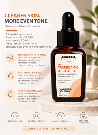 Studd Muffyn Tranexamic Acid 3% Pigmentation Face Serum 30ml with Niacinamide 5% and Alpha-Arbutin 2%