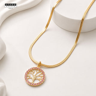 Tree of Life Pendant - 24k Gold Tone Plated [ With Chain ]