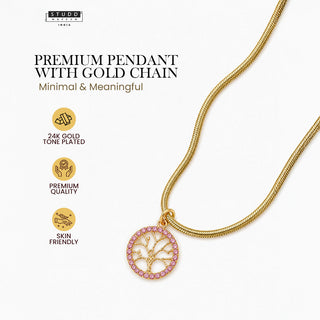 Tree of Life Pendant - 24k Gold Tone Plated [ With Chain ]