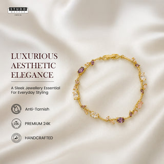 Tulip Bracelet Multicoloured - 24k Gold Plated