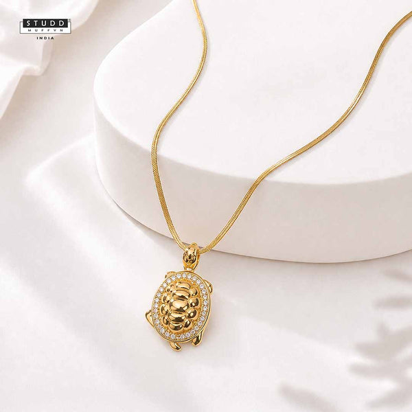 Turtle of Abundance Pendant - 24K Gold Plated [ With Velore Snake Chain]