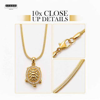 Turtle of Abundance Pendant - 24k Gold Tone Plated [ With Chain ]