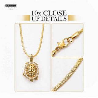 Turtle of Abundance Pendant - 24k Gold Tone Plated [ With Chain ]