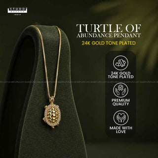 Turtle of Abundance Pendant - 24k Gold Tone Plated [ With Chain ]