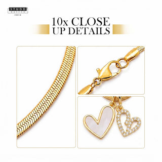 Twin Hearts Pendant – 24K Gold Tone Plated [With Chain]