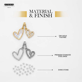 Twin Hearts Pendant – 24K Gold Tone Plated [With Chain]