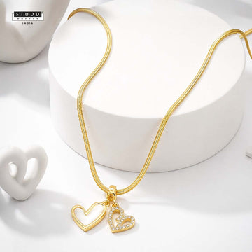 Twin Hearts Pendant - 24K Gold Plated