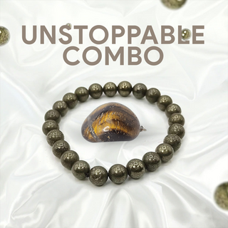 The Unstoppable Combo (Pyrite Bracelet, Tiger eye Pendant)