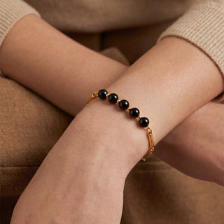 Obsidian Crystal Rice Chain Bracelet