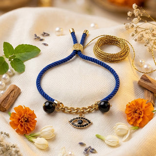Evil Eye Obsidian Crystal Rakhi