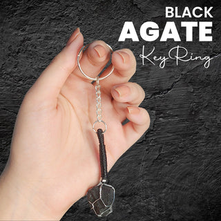 ⁠Black Agate Keyring